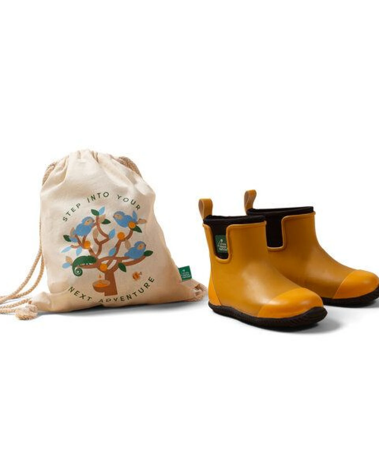 Little Green Radicals Goldene Fairtrade Gummistiefel – Naturkautschuk, gefüttert – Ansicht 3