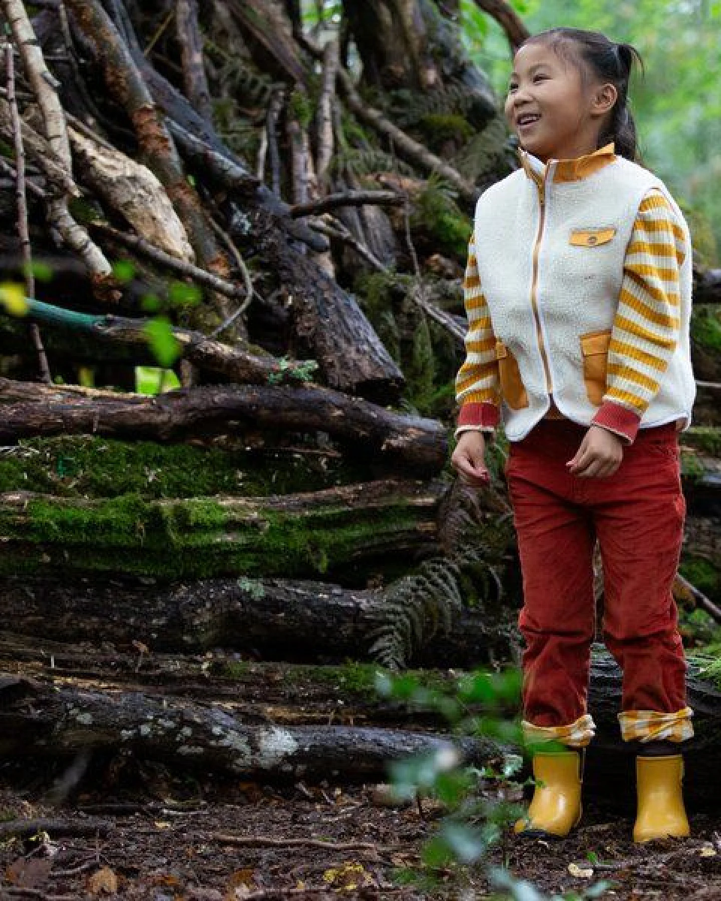 Little Green Radicals Goldene Fairtrade Gummistiefel – Naturkautschuk, gefüttert – Ansicht 4