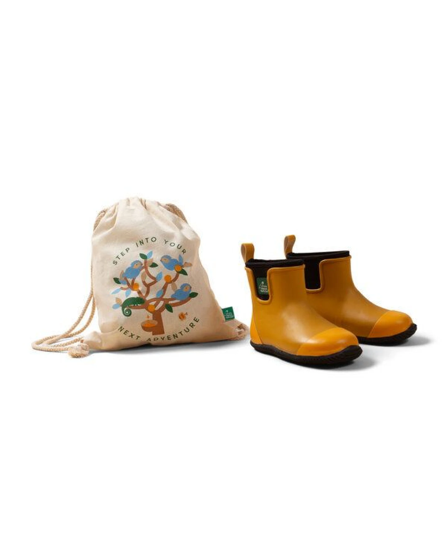 Little Green Radicals Goldene Fairtrade Gummistiefel – Naturkautschuk, gefüttert – Ansicht 3
