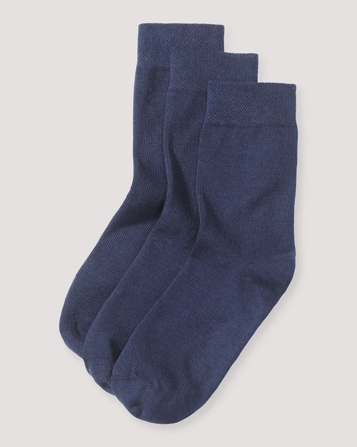 hessnatur Kinder Socken im 3er-Pack aus Bio-Baumwolle - blau - Größe 27-30