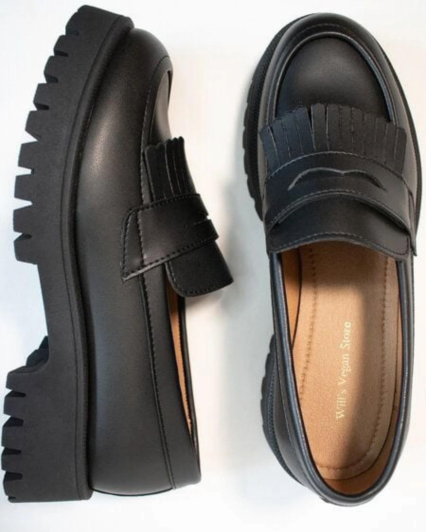 Will's Vegan Shop Fransen-Loafer mit Gleissohle Damen – Ansicht 3