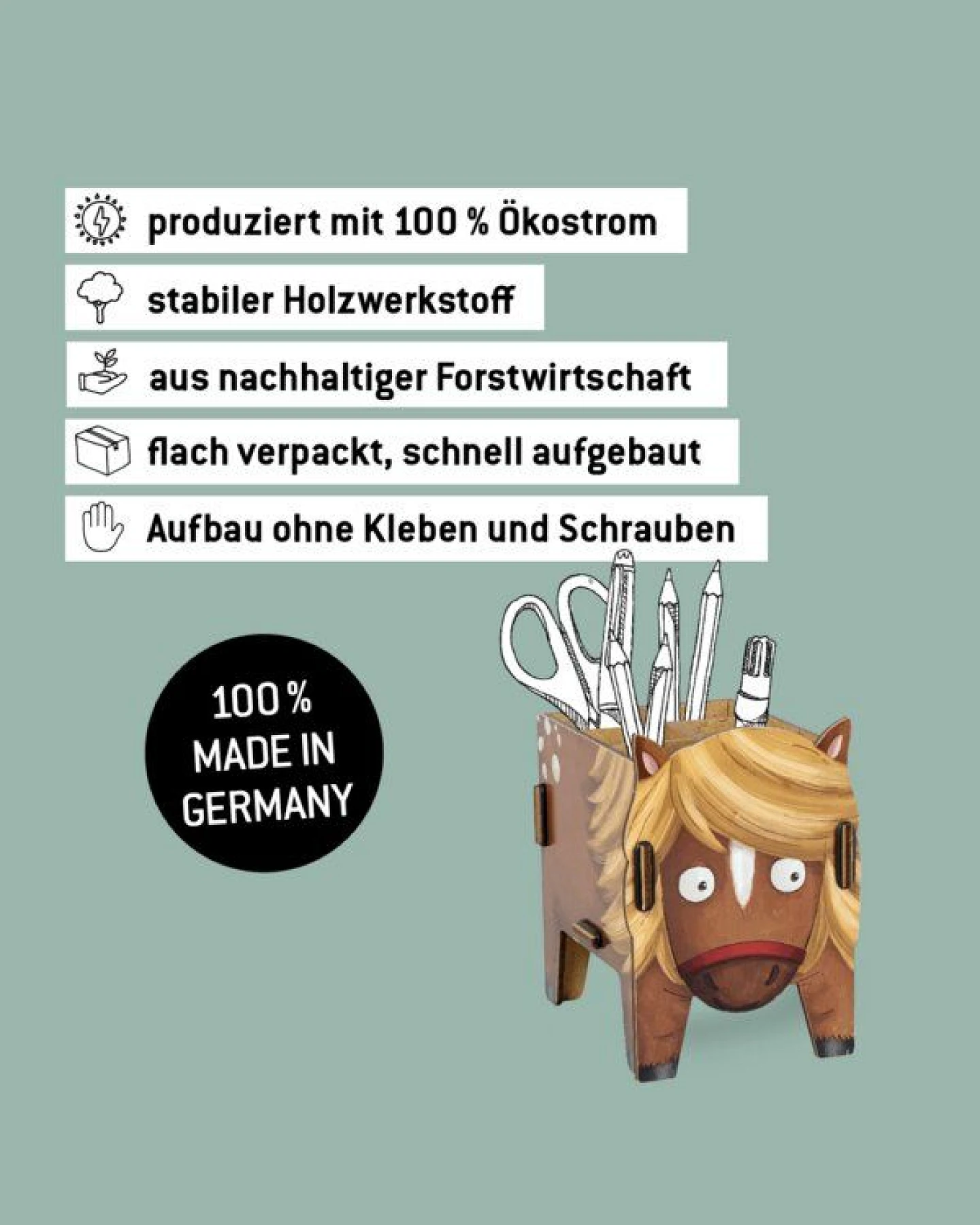 WERKHAUS Stiftebox Vierbeiner - Pony aus Holz – Ansicht 4