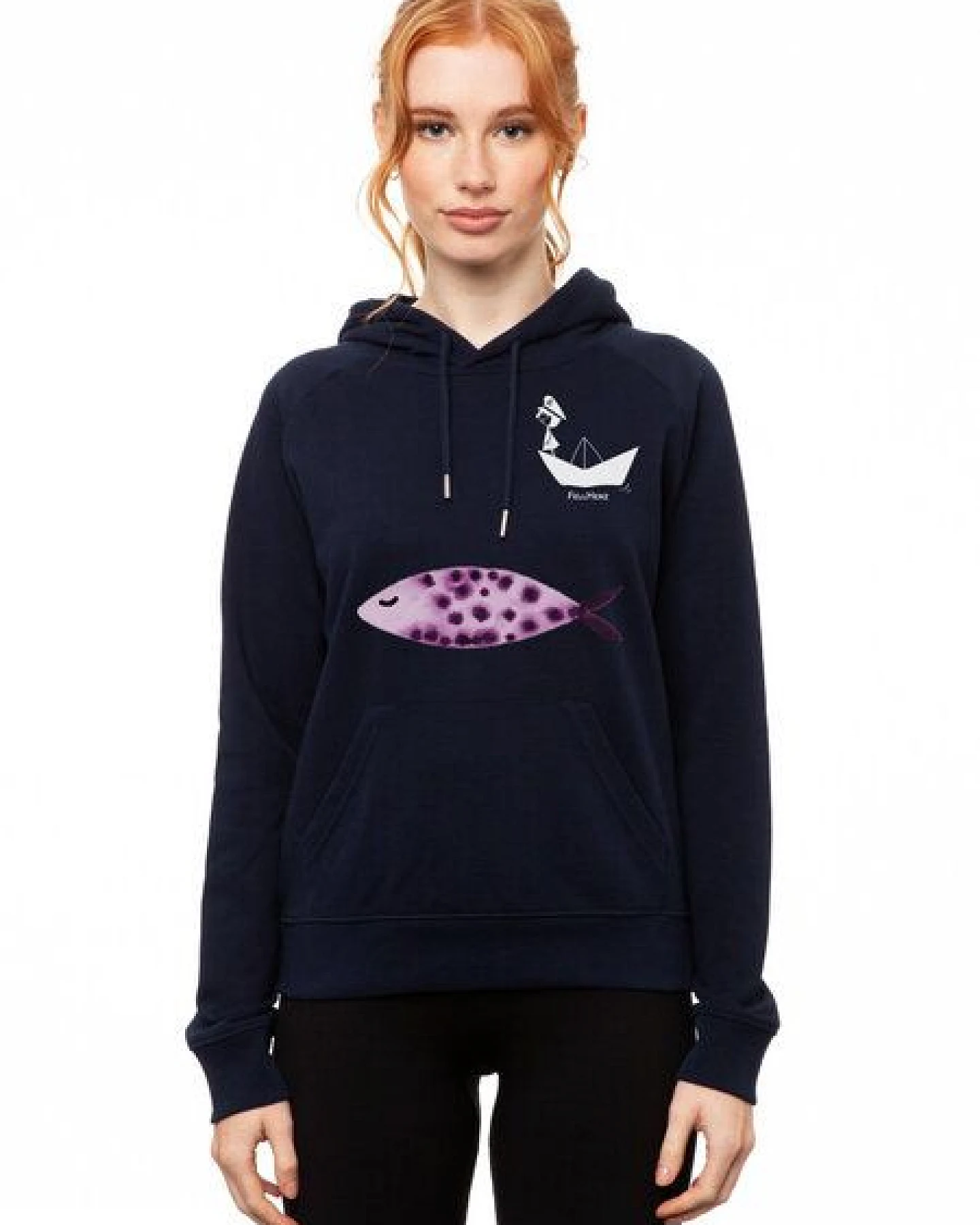 FellHerz Damen Hoodie La Capitana navy, Bio Fair und Vegan – Ansicht 2