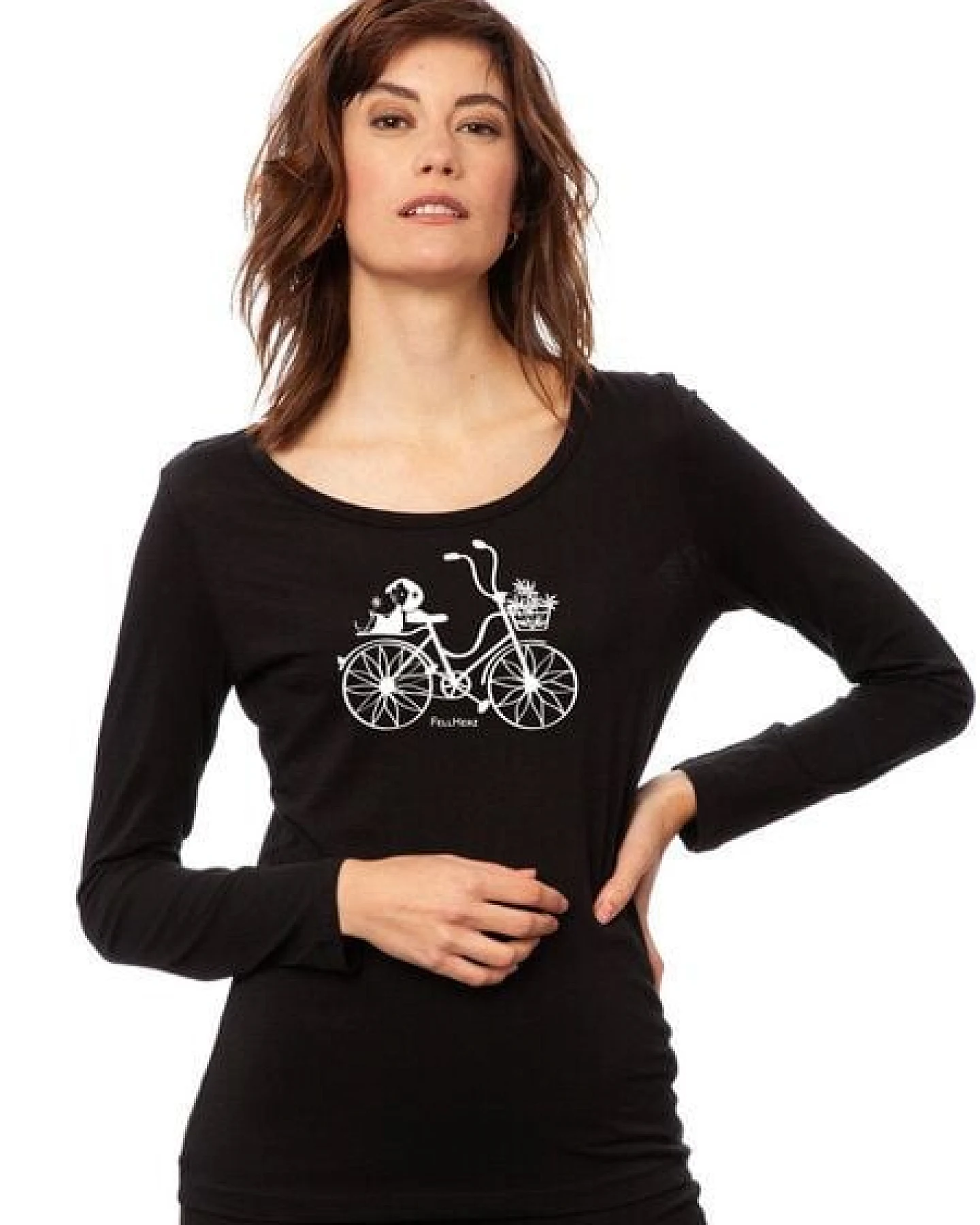 FellHerz Damen Longsleeve Fahrrad-Mädchen black Bio Fair und Vegan – Ansicht 3
