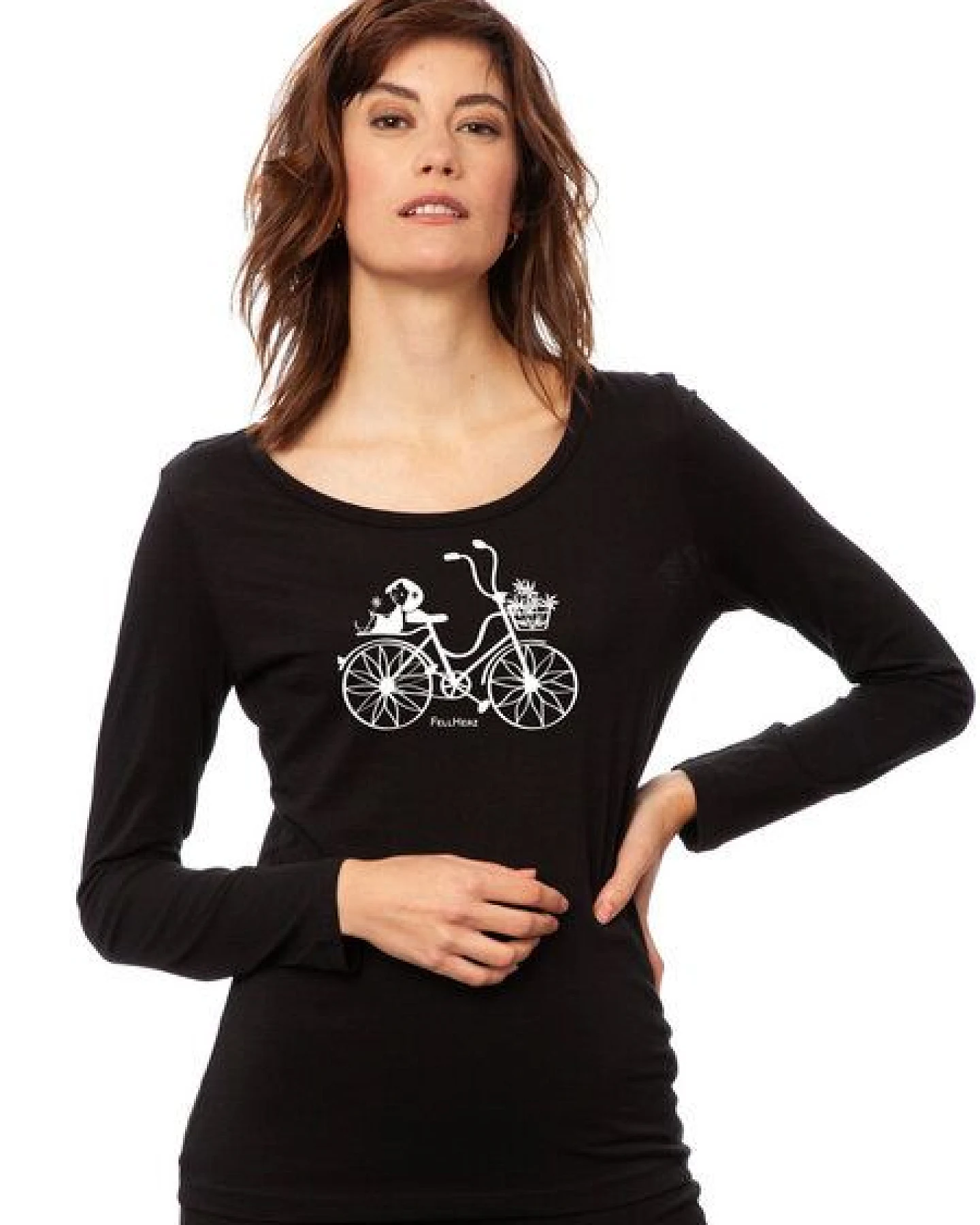 FellHerz Damen Longsleeve Fahrrad-Mädchen black Bio Fair und Vegan – Ansicht 3