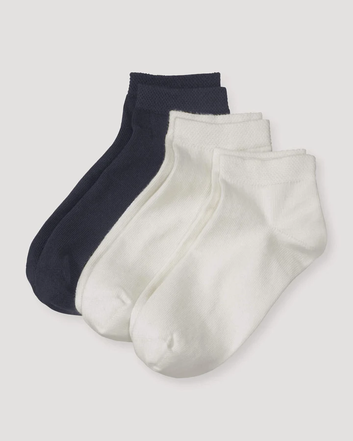 hessnatur Kinder Sneaker Socken im 3er-Pack aus Bio-Baumwolle - blau - Größe 27-30