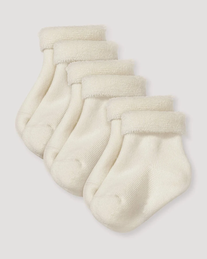 hessnatur Baby Plüsch Socken im 3er-Pack aus Bio-Baumwolle - natur - Größe 15-16