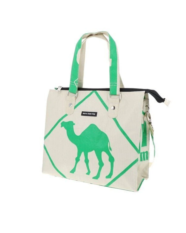 MoreThanHip Stilvolle Damen Schultertasche aus recycelten Zement- oder Fischfuttersäcken - Dara
