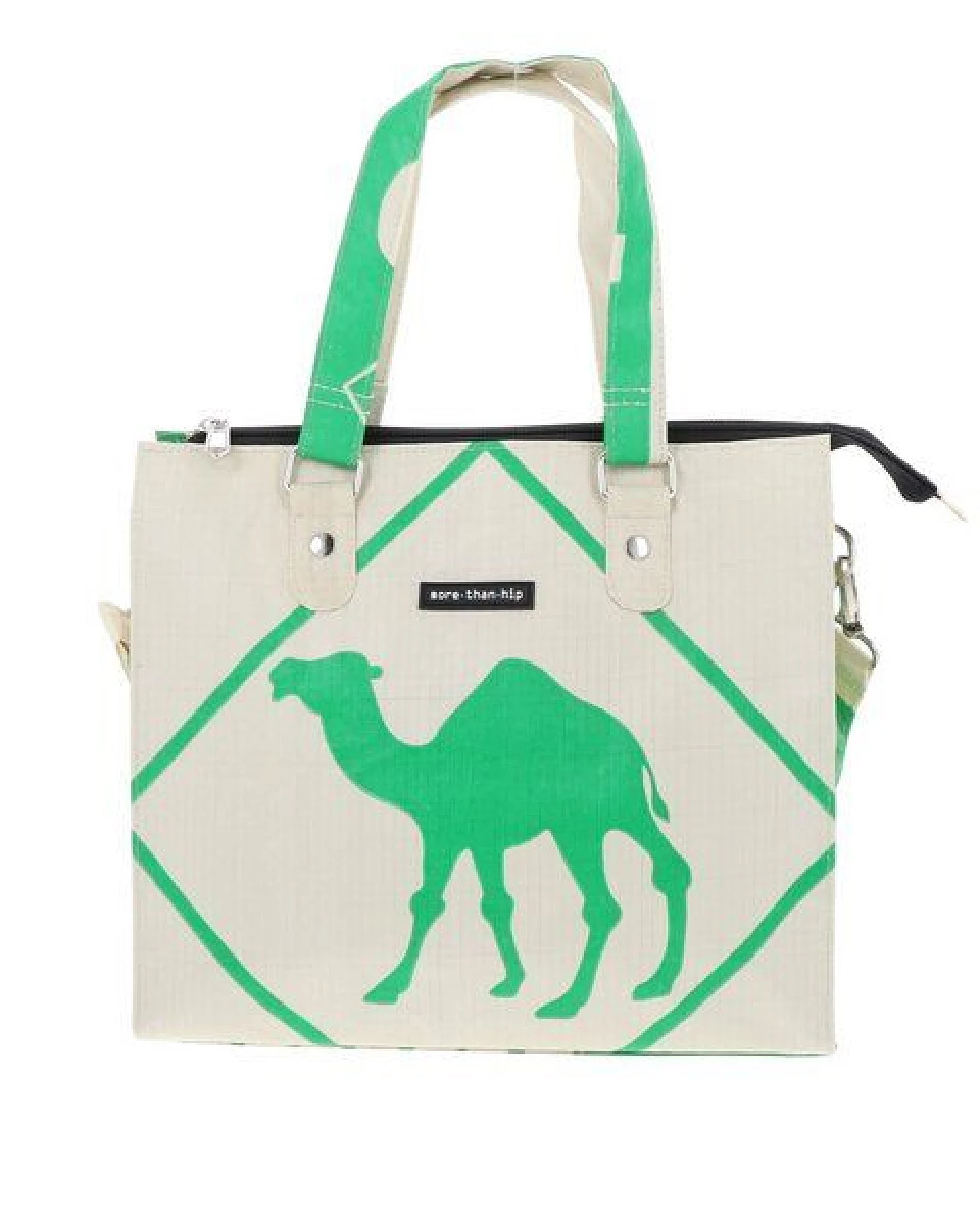MoreThanHip Stilvolle Damen Schultertasche aus recycelten Zement- oder Fischfuttersäcken - Dara – Ansicht 4