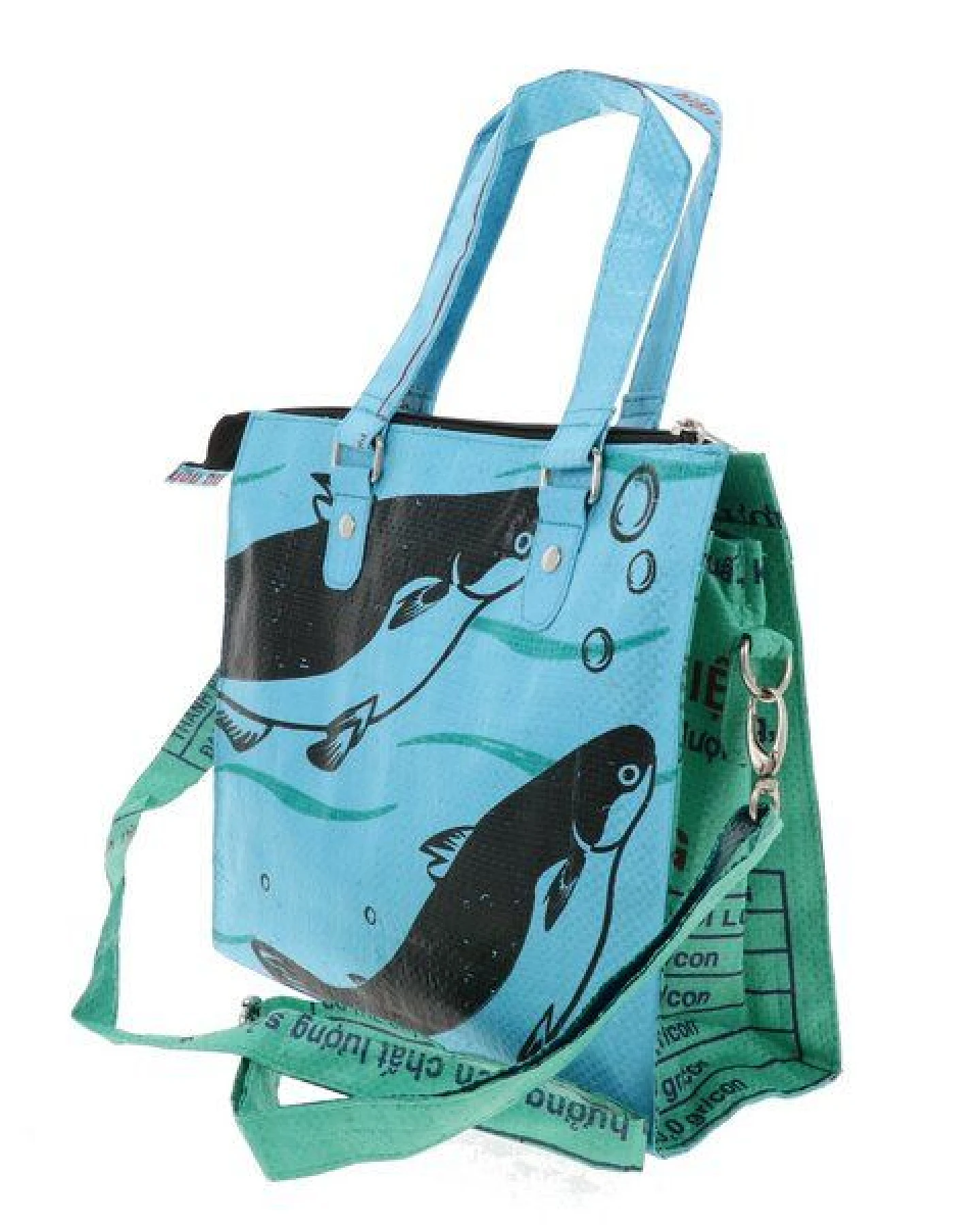 MoreThanHip Stilvolle Damen Schultertasche aus recycelten Zement- oder Fischfuttersäcken - Dara – Ansicht 2