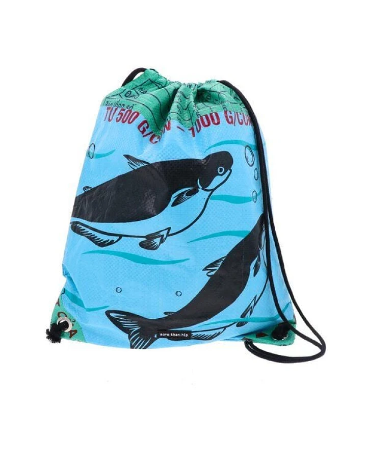 MoreThanHip Rucksack mit Kordelzug aus recycelten Fischfüttersäcken - Chenda