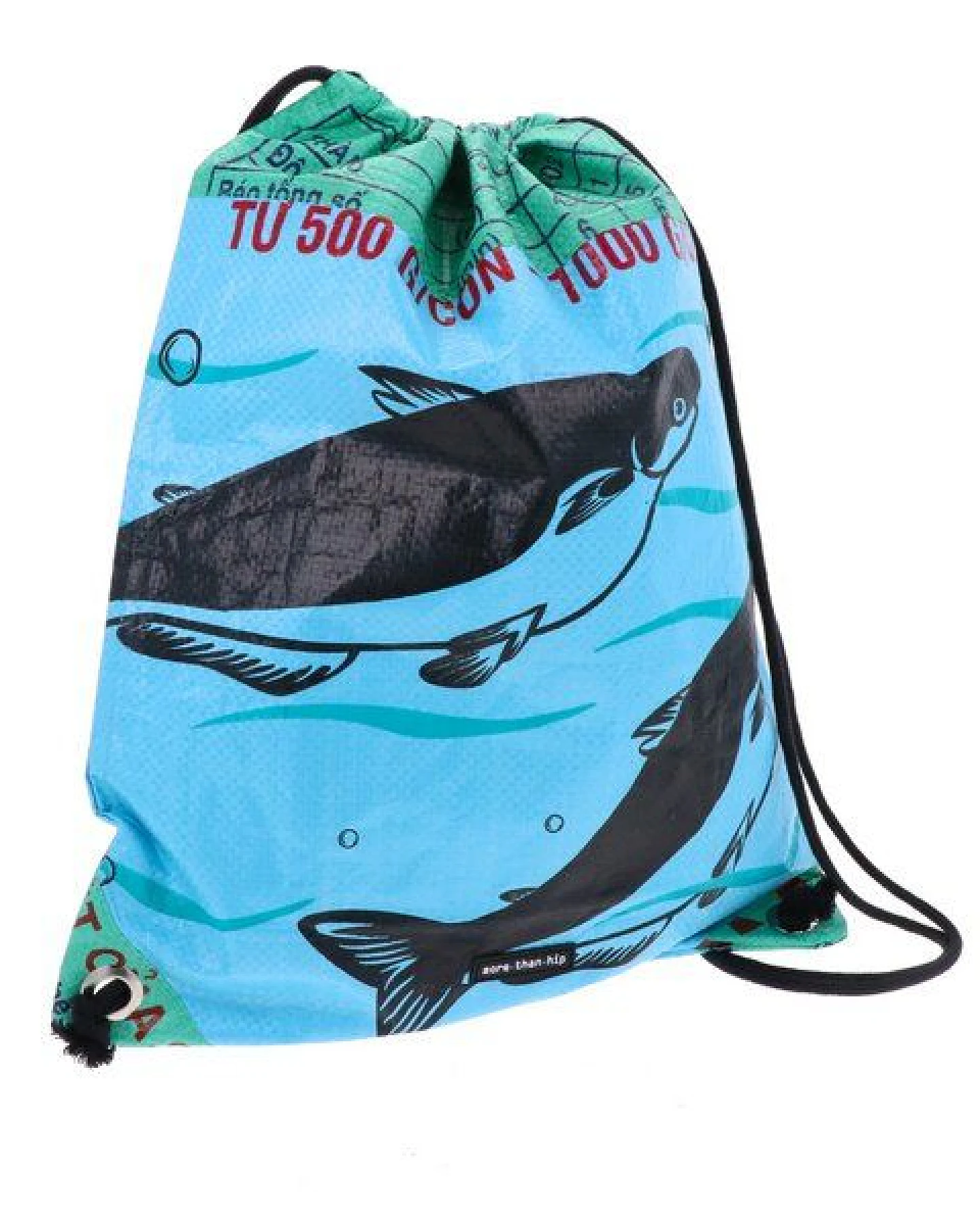 MoreThanHip Rucksack mit Kordelzug aus recycelten Fischfüttersäcken - Chenda – Ansicht 3