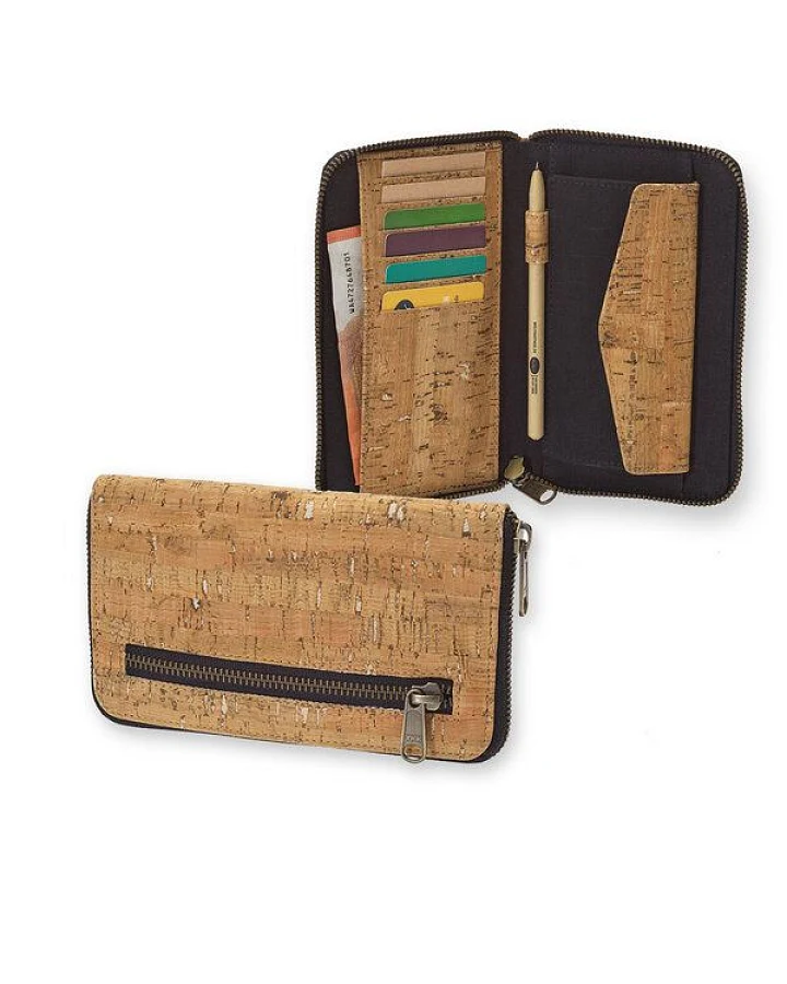 weltPartner Portemonnaie / Geldbeutel aus Kork und Bio-Baumwolle, 18x11cm