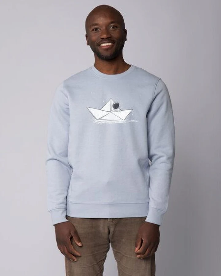 watapparel Sweatshirt Unisex Astronaut in paper boat