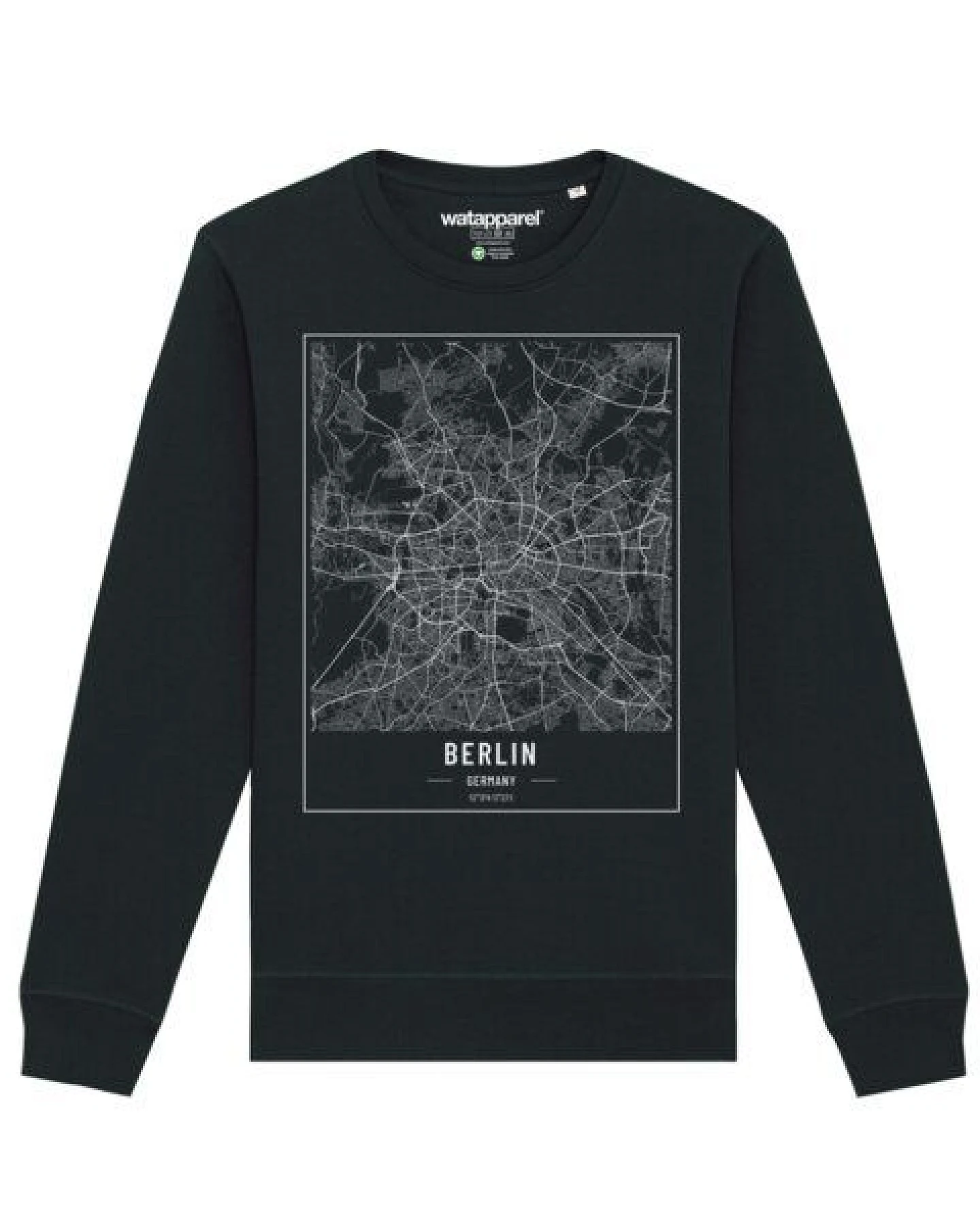 watapparel Sweatshirt Unisex City maps Berlin Landkarte – Ansicht 2