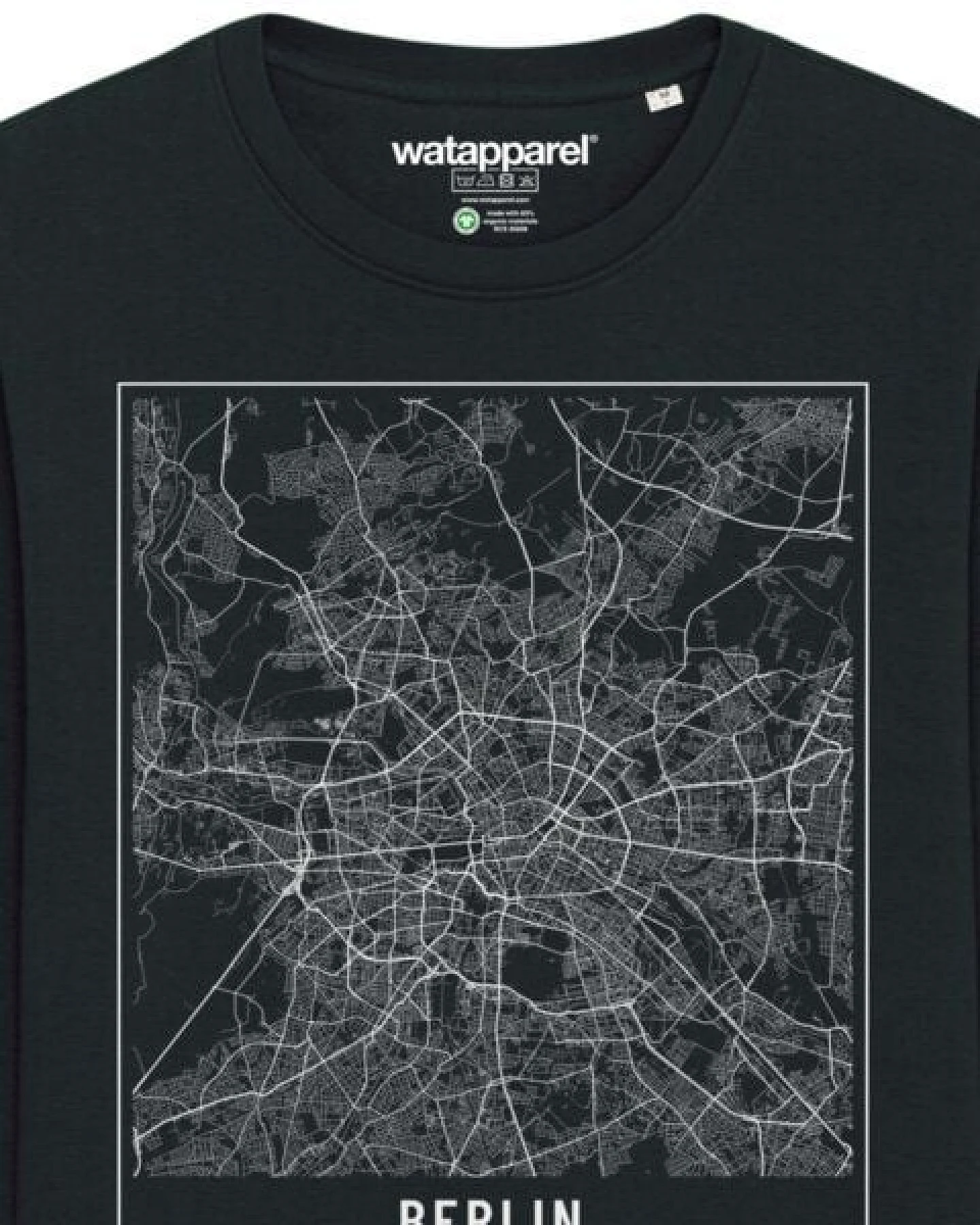 watapparel Sweatshirt Unisex City maps Berlin Landkarte – Ansicht 3