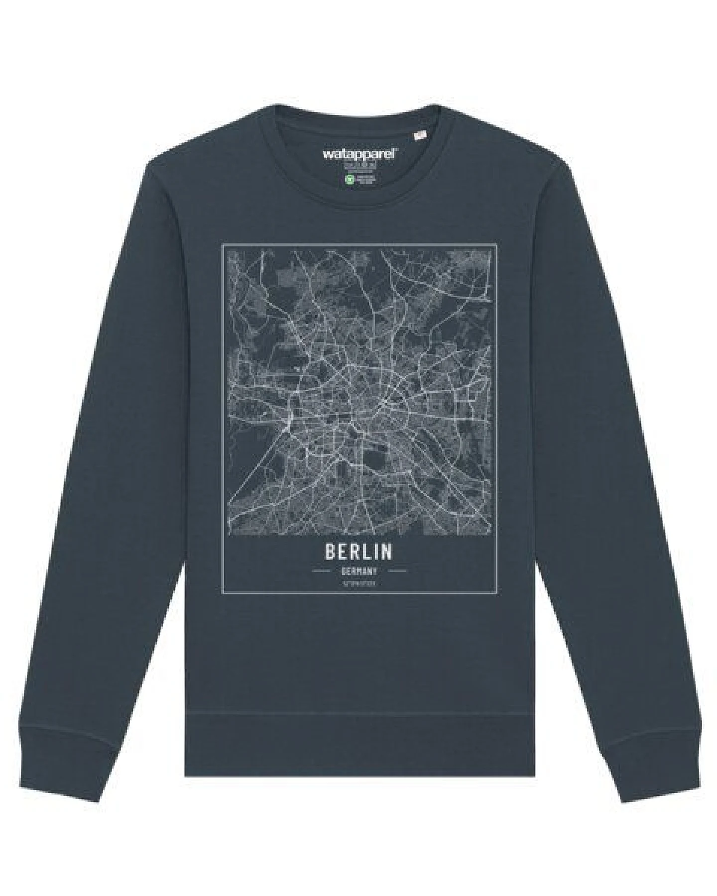 watapparel Sweatshirt Unisex City maps Berlin Landkarte – Ansicht 2