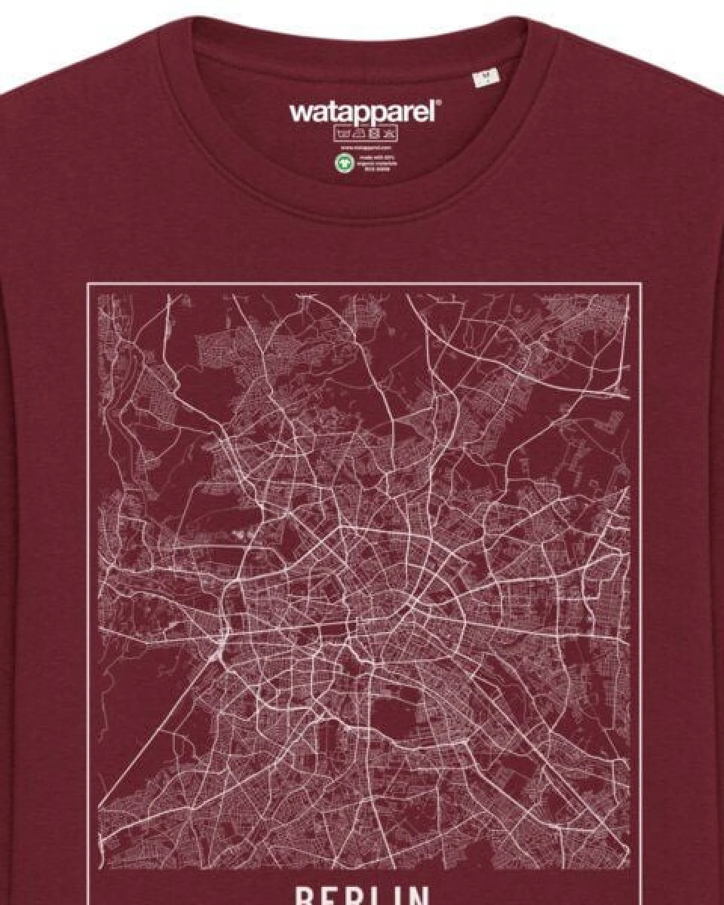 watapparel Sweatshirt Unisex City maps Berlin Landkarte – Ansicht 3