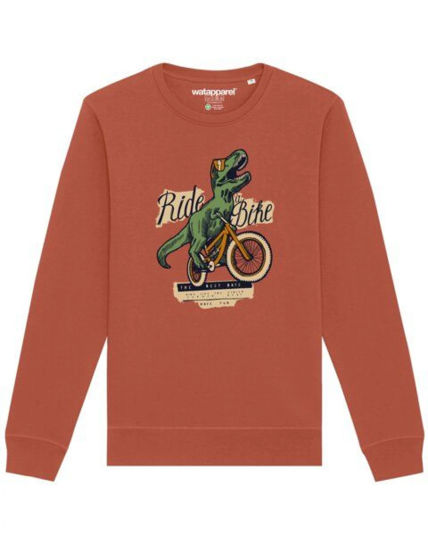watapparel Sweatshirt Unisex T-Rex Fahrrad – Ansicht 2