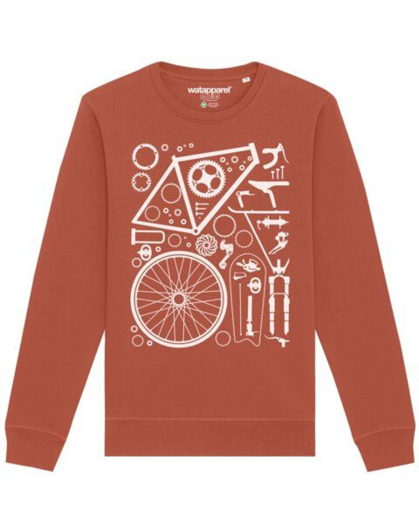 watapparel Sweatshirt Unisex Fahrradteile – Ansicht 2