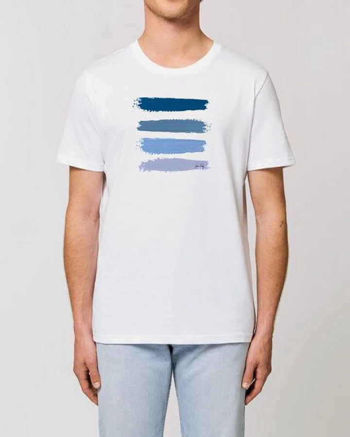 Human Family Bio Unisex Rundhals T-Shirt "Blue Acryl Stripes"