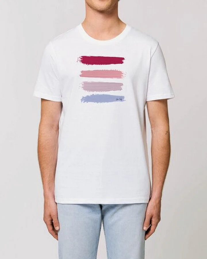 Human Family Bio Unisex Rundhals T-Shirt "Red Acryl Stripes"