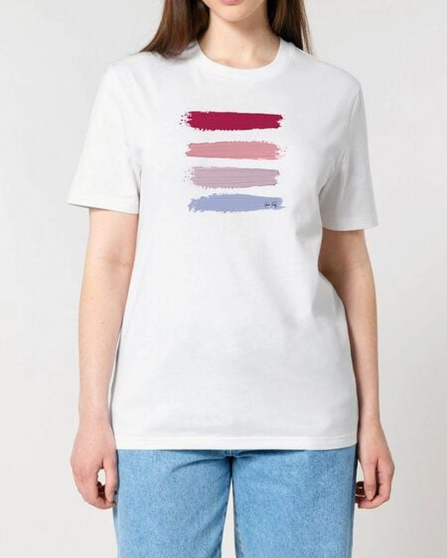 Human Family Bio Unisex Rundhals T-Shirt "Red Acryl Stripes" – Ansicht 4