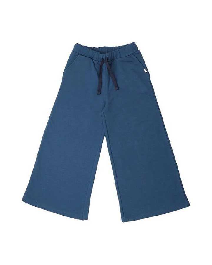 Walkiddy Navy Wide Leg Pants - GOTS-zertifizierte Bio-Baumwolle - Bequeme Kinderhose in leuchtendem Blau