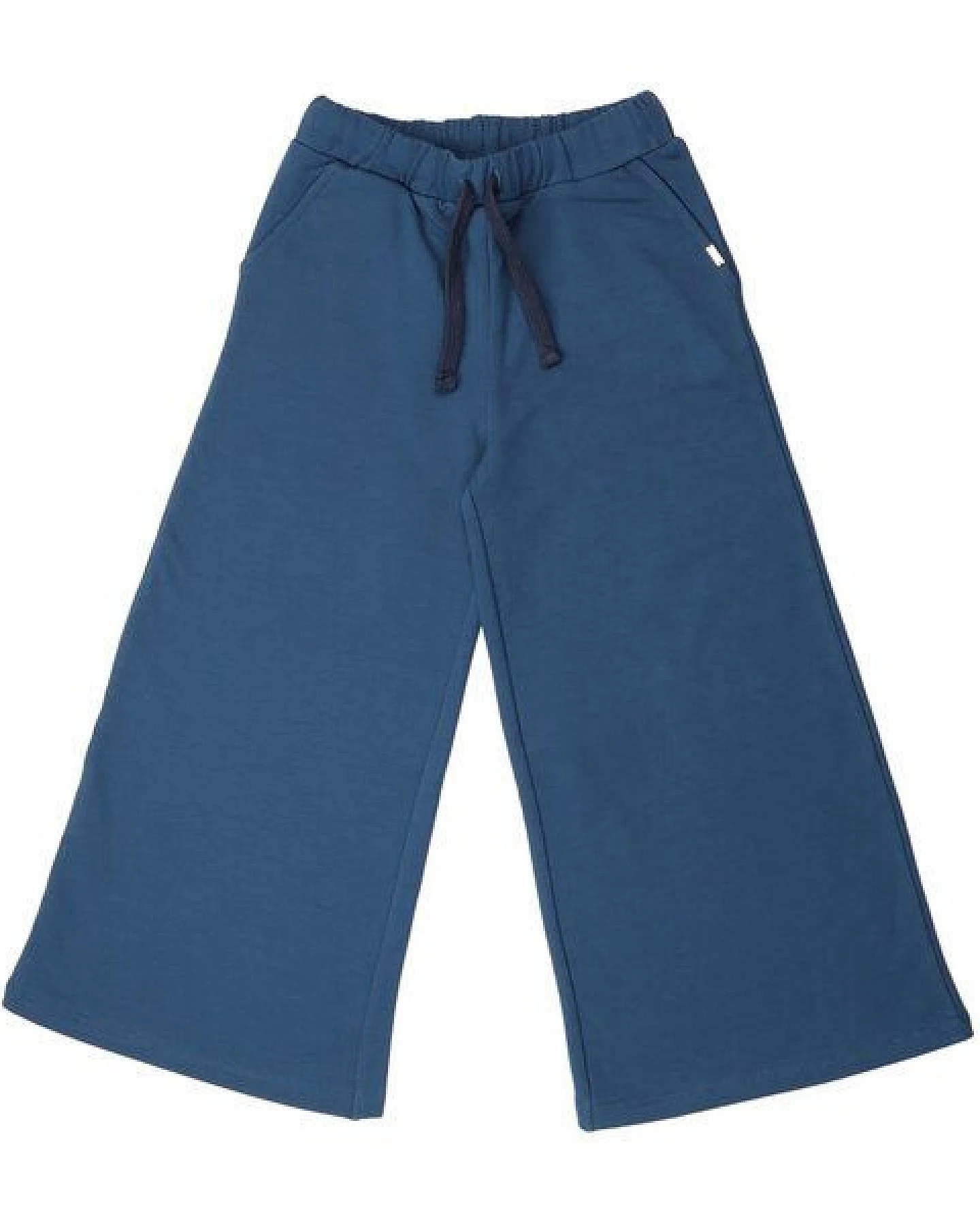 Walkiddy Navy Wide Leg Pants - GOTS-zertifizierte Bio-Baumwolle - Bequeme Kinderhose in leuchtendem Blau – Ansicht 2