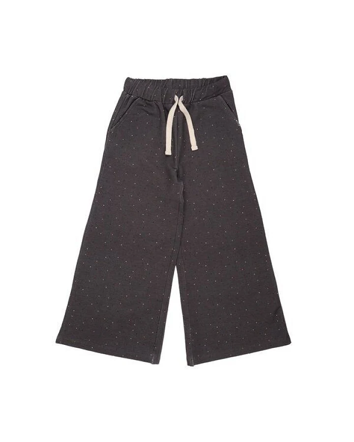Kinderhose weit GOTS zertifiziert, Bio-Baumwolle, grau, „Colorful Dots“, weich, elastischer Bund – Walkiddy