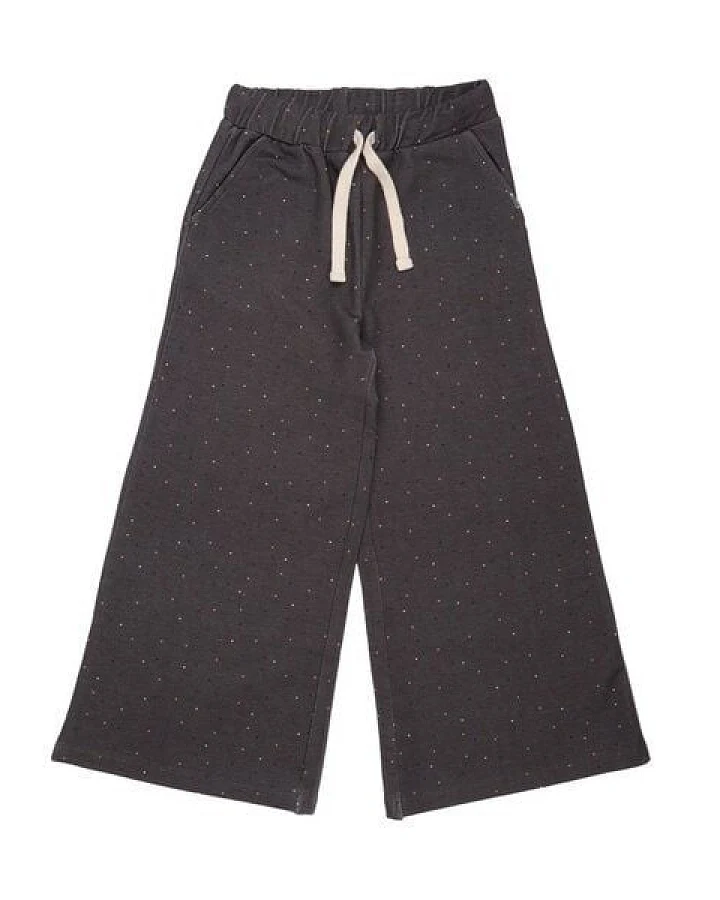 Kinderhose weit GOTS zertifiziert, Bio-Baumwolle, grau, „Colorful Dots“, weich, elastischer Bund – Walkiddy