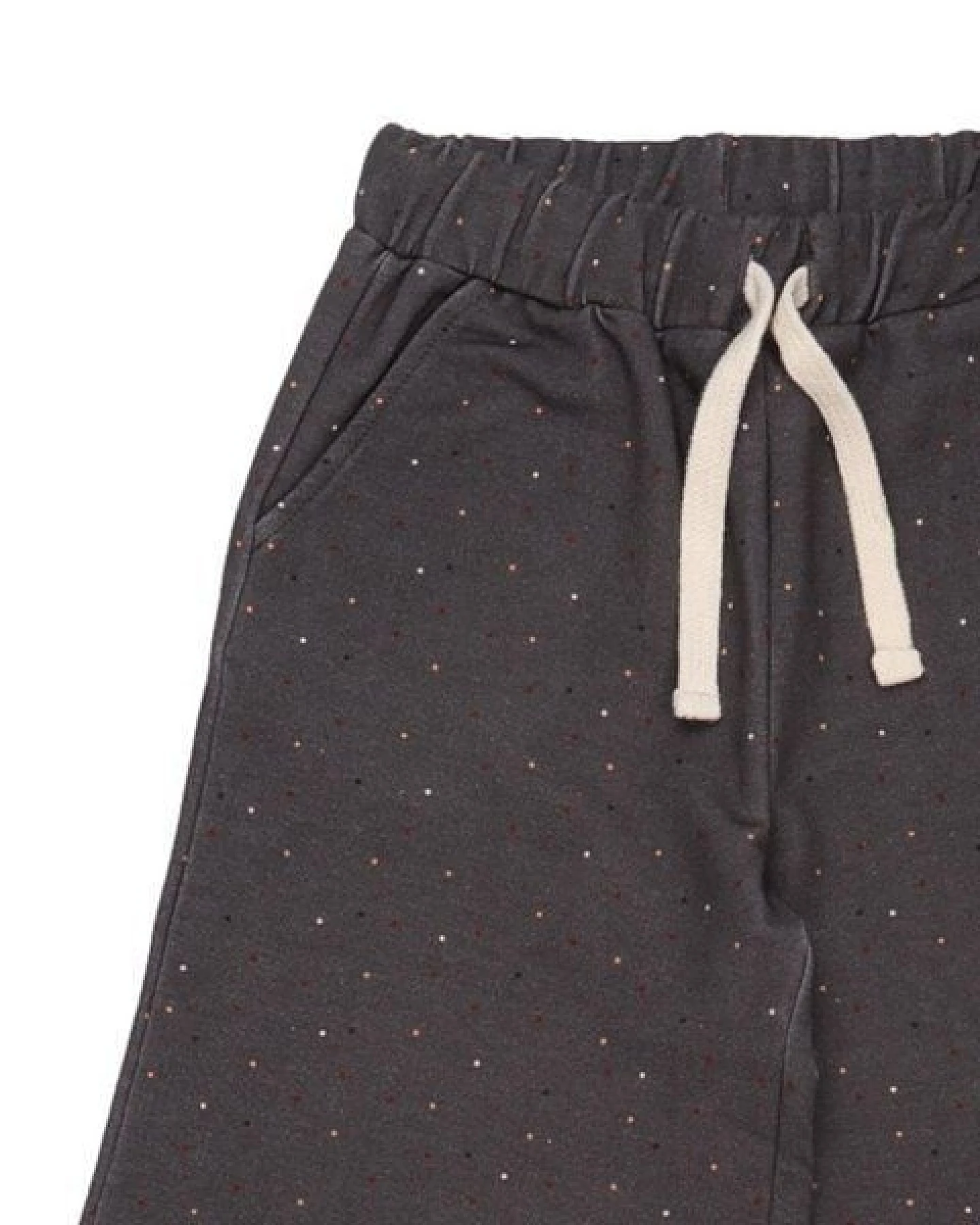 Kinderhose weit GOTS zertifiziert, Bio-Baumwolle, grau, „Colorful Dots“, weich, elastischer Bund – Walkiddy – Ansicht 4
