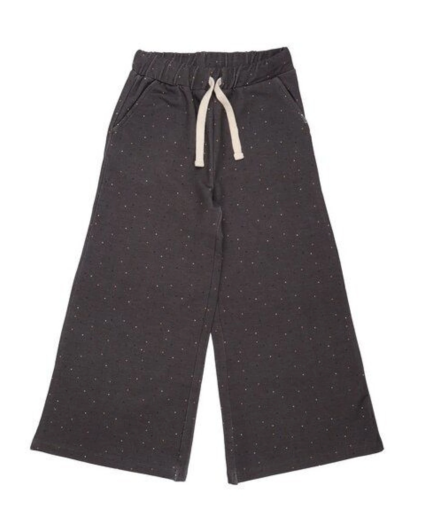 Kinderhose weit GOTS zertifiziert, Bio-Baumwolle, grau, „Colorful Dots“, weich, elastischer Bund – Walkiddy – Ansicht 2