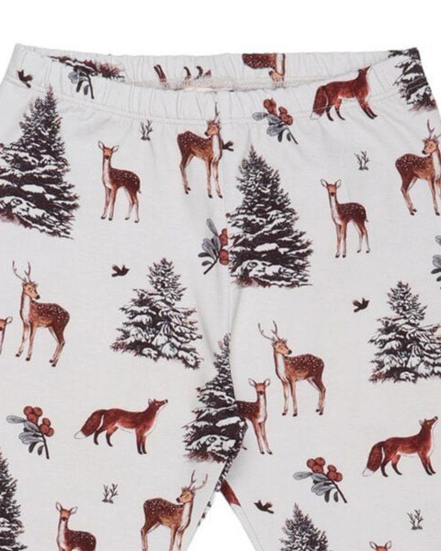 Kinder Leggings GOTS zertifiziert – Creme mit Wald- und Tiermotiven, weich & bequem – Ansicht 3