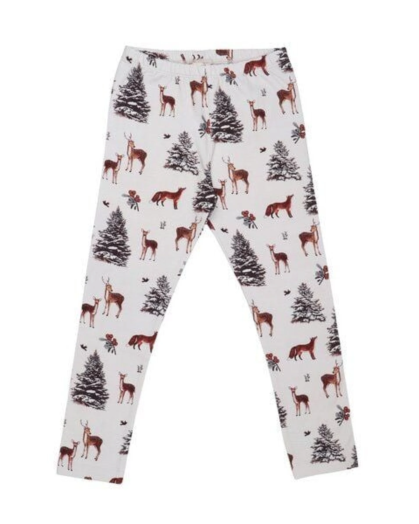 Kinder Leggings GOTS zertifiziert – Creme mit Wald- und Tiermotiven, weich & bequem – Ansicht 4