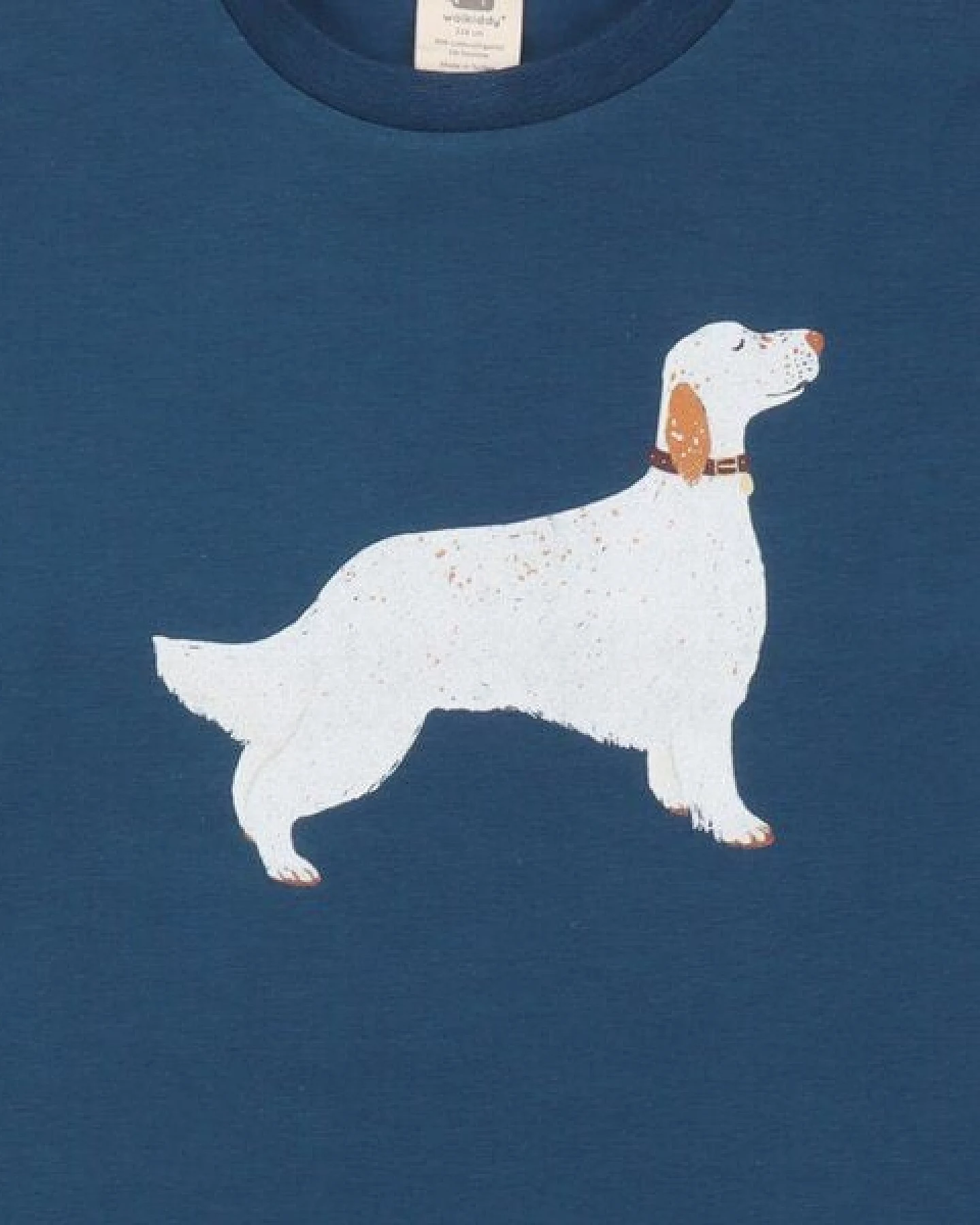 Kinder Langarmshirt GOTS zertifiziert Bio-Baumwolle, Blau, Hunde-Motiv, gemusterte Ärmel, Walkiddy – Ansicht 4