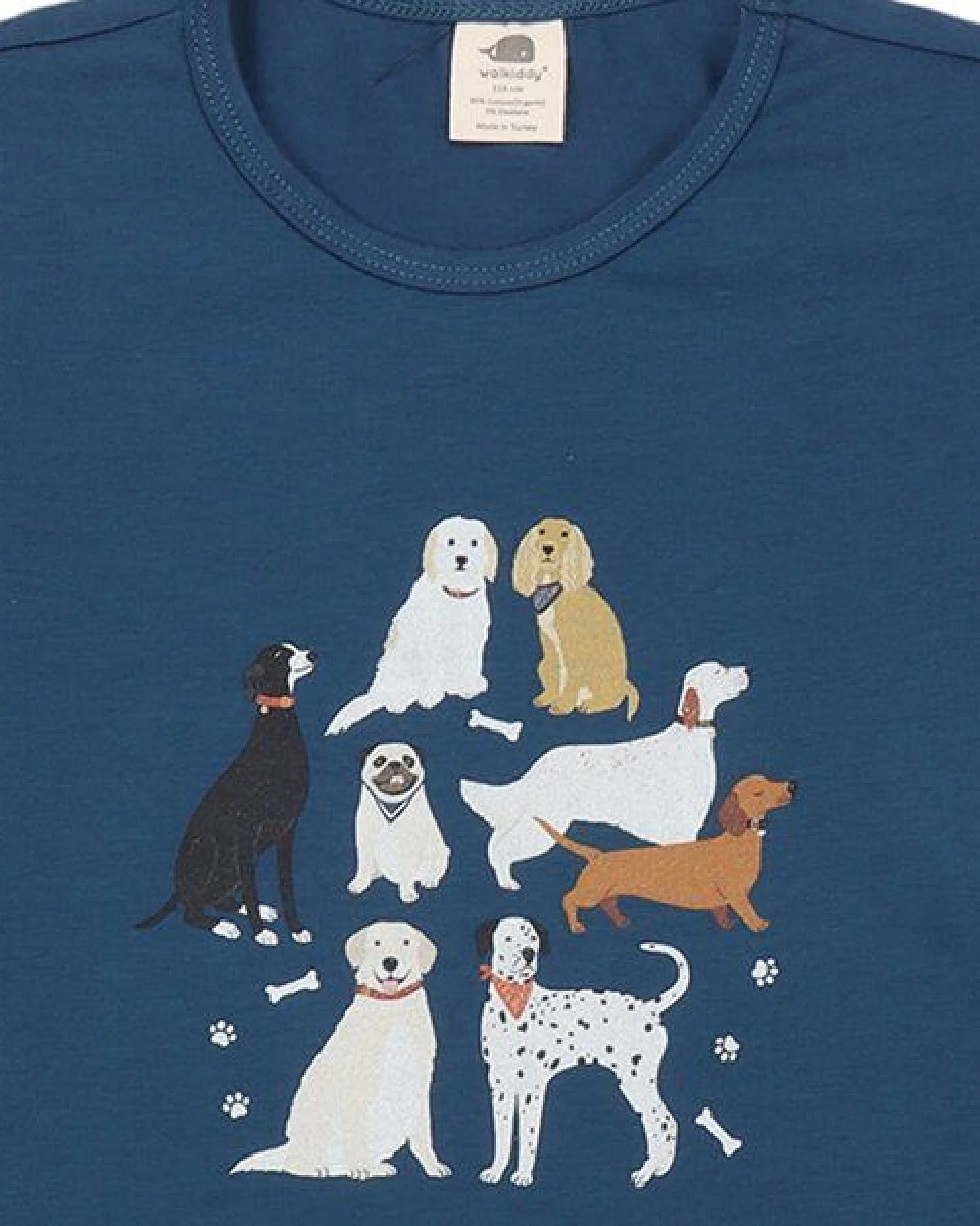 Kinder Langarmshirt GOTS zertifiziert Bio-Baumwolle, Blau, Hunde-Motiv, Walkiddy – Ansicht 4
