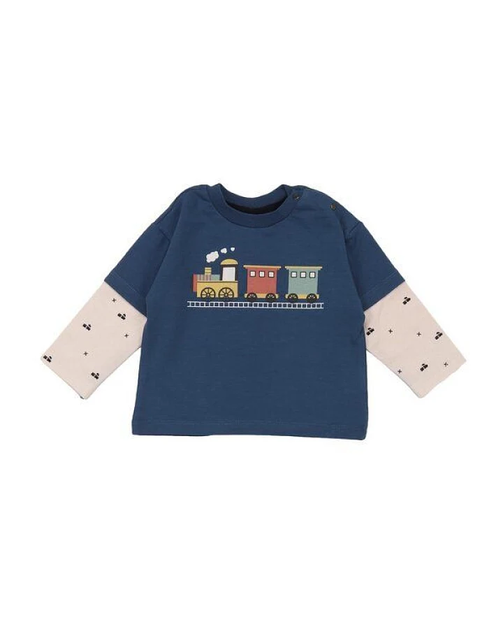 Walkiddy Tiny Trains Shirt - Bio-Baumwolle, Nachhaltig & Umweltbewusst - Blau Kinderkleidung – GOTS zertifiziert