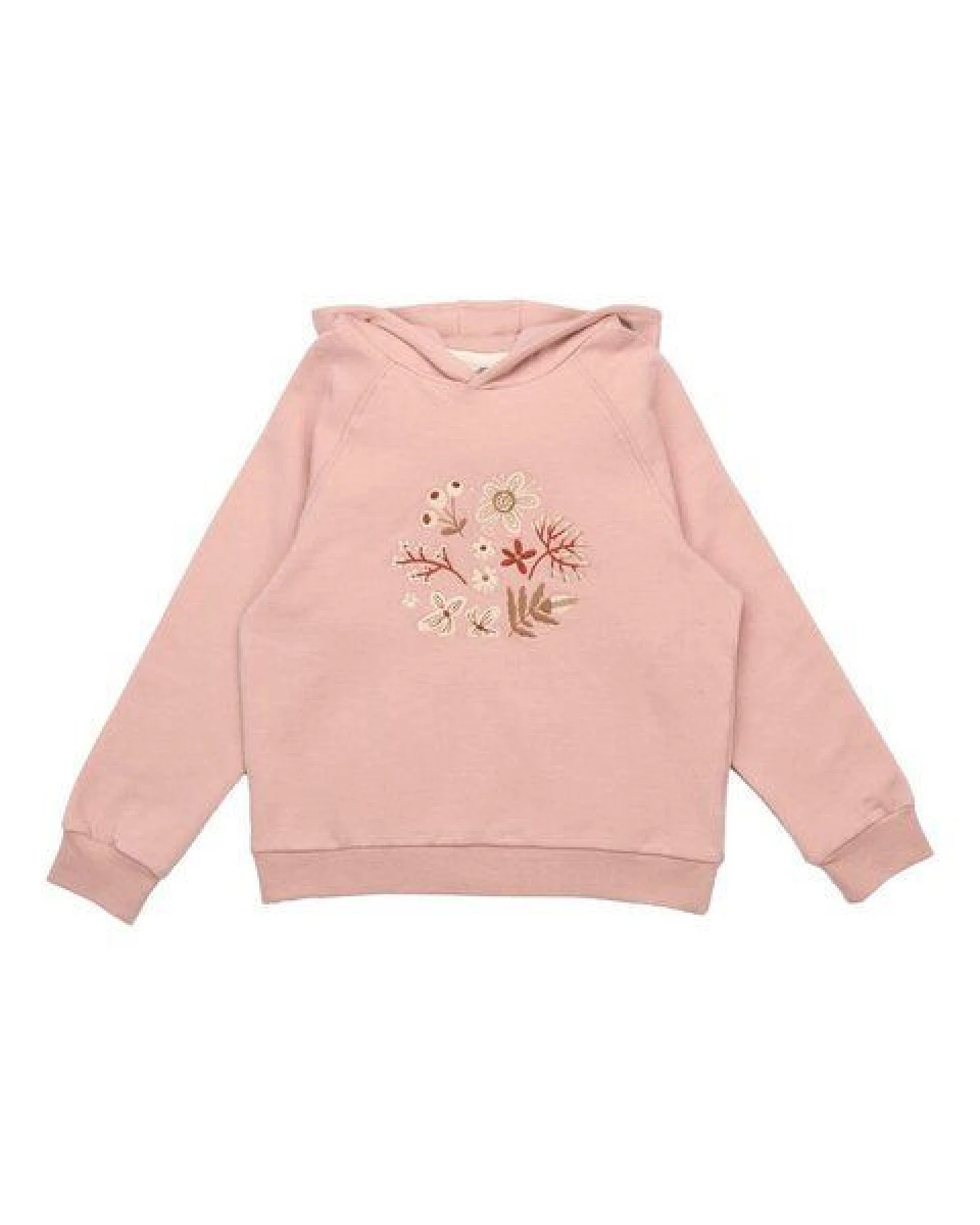 Kinder Hoodie GOTS zertifiziert – Bio-Baumwolle, Rosa mit Blumenmotiv, Kapuze, weich & bequem – Ansicht 2