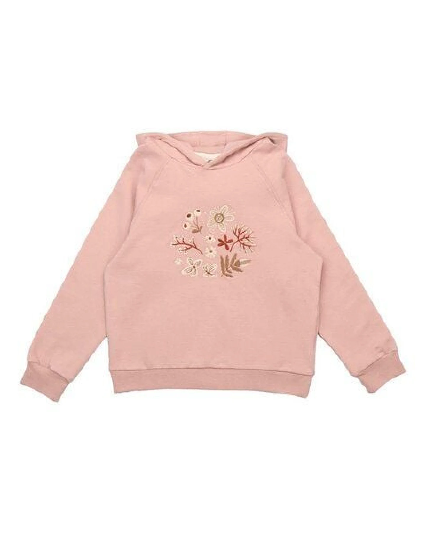Kinder Hoodie GOTS zertifiziert – Bio-Baumwolle, Rosa mit Blumenmotiv, Kapuze, weich & bequem – Ansicht 2