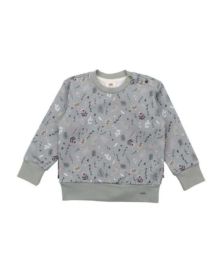 Bio-Baumwolle Kinder Sweatshirt 'Tiny Flowers' Grün - GOTS Zertifiziert, Allergikerfreundlich, Nachhaltig von Walkiddy