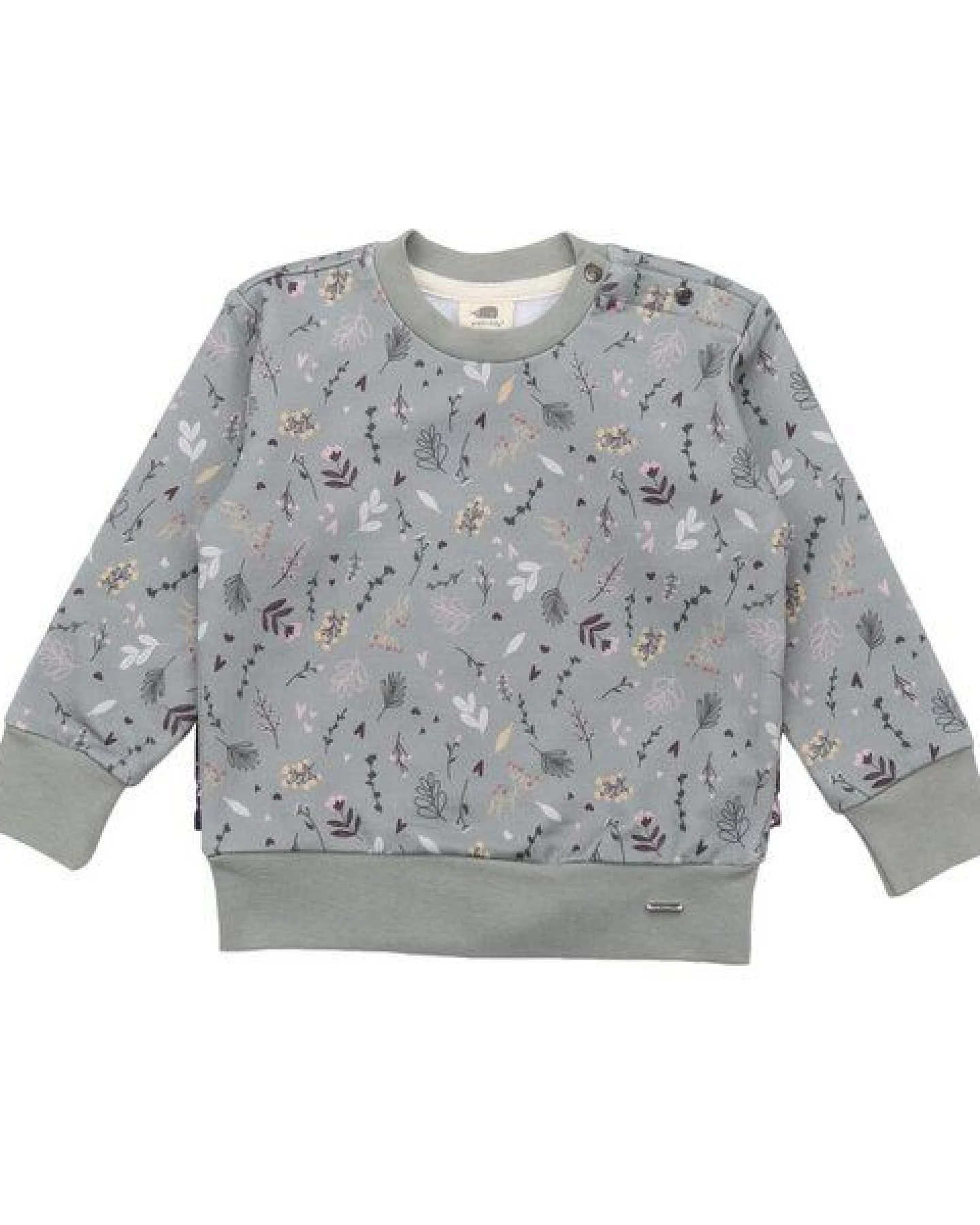 Bio-Baumwolle Kinder Sweatshirt 'Tiny Flowers' Grün - GOTS Zertifiziert, Allergikerfreundlich, Nachhaltig von Walkiddy – Ansicht 2