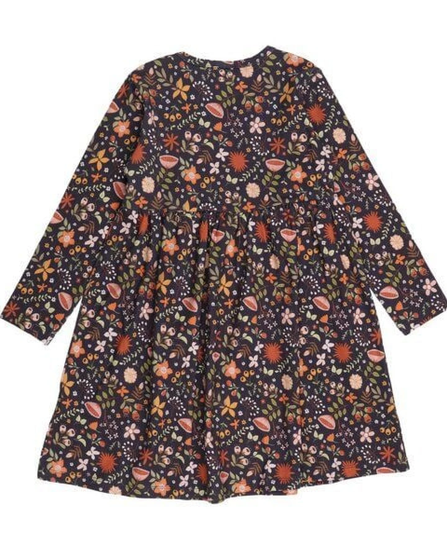 Kinder Kleid Bio-Baumwolle GOTS "Fancy Flowers" grau – veganes, fair produziertes Walkiddy Blumenkleid, weich und anschmiegsam für Alltag, Kita und festliche Anlässe – Ansicht 3