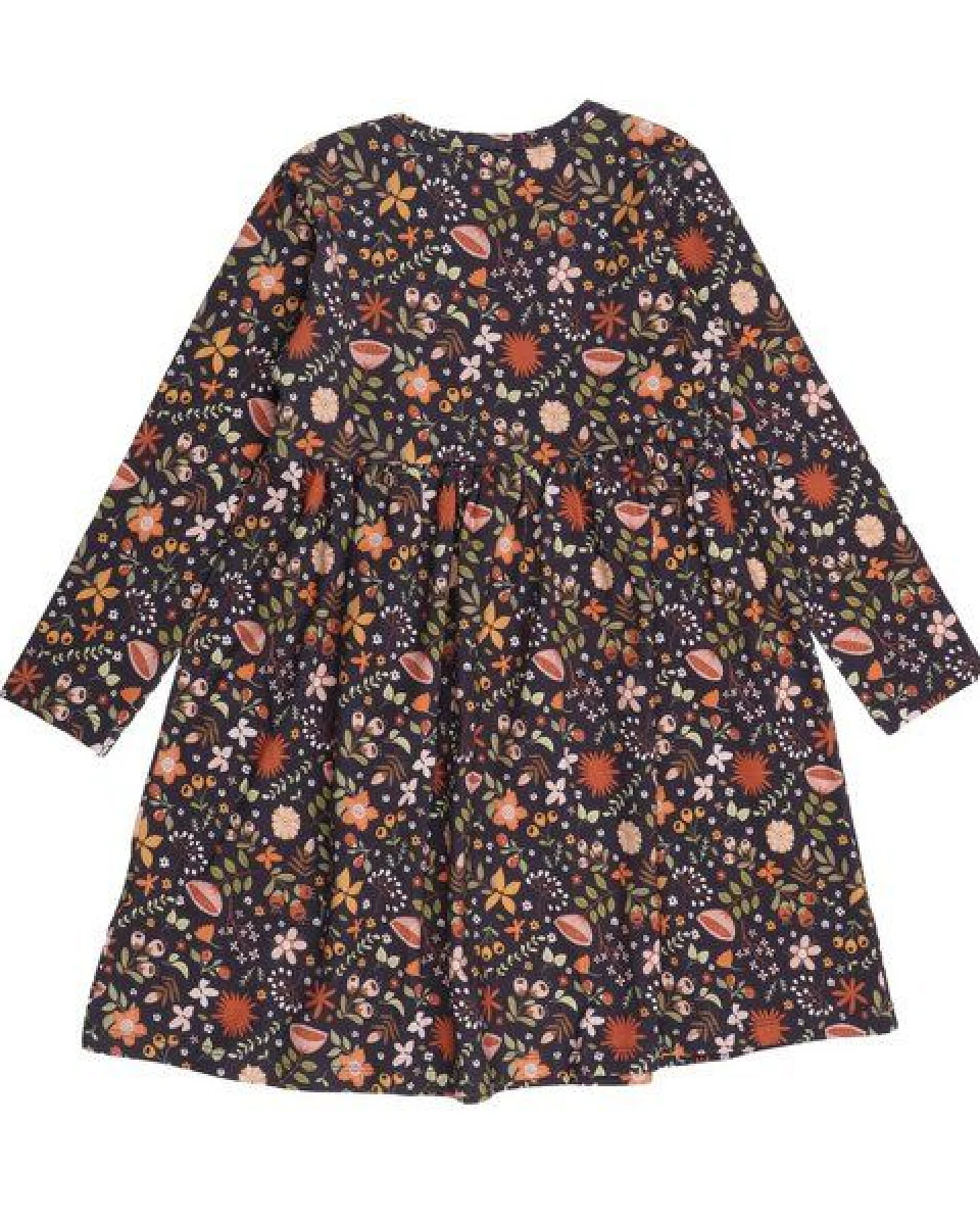 Kinder Kleid Bio-Baumwolle GOTS "Fancy Flowers" grau – veganes, fair produziertes Walkiddy Blumenkleid, weich und anschmiegsam für Alltag, Kita und festliche Anlässe – Ansicht 3