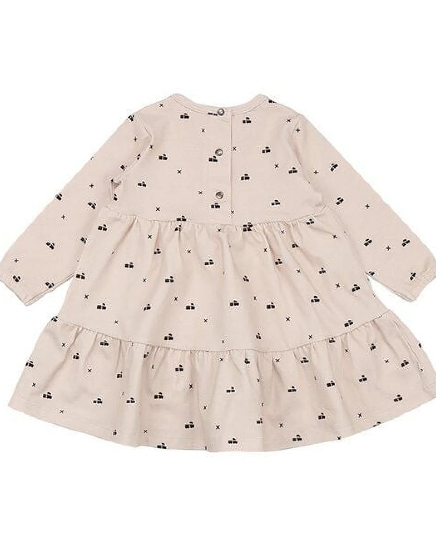 Walkiddy Bio-Baumwolle Kinderkleid - Tiny Trains - Frill Dress Natur - GOTS-zertifiziert – Ansicht 3