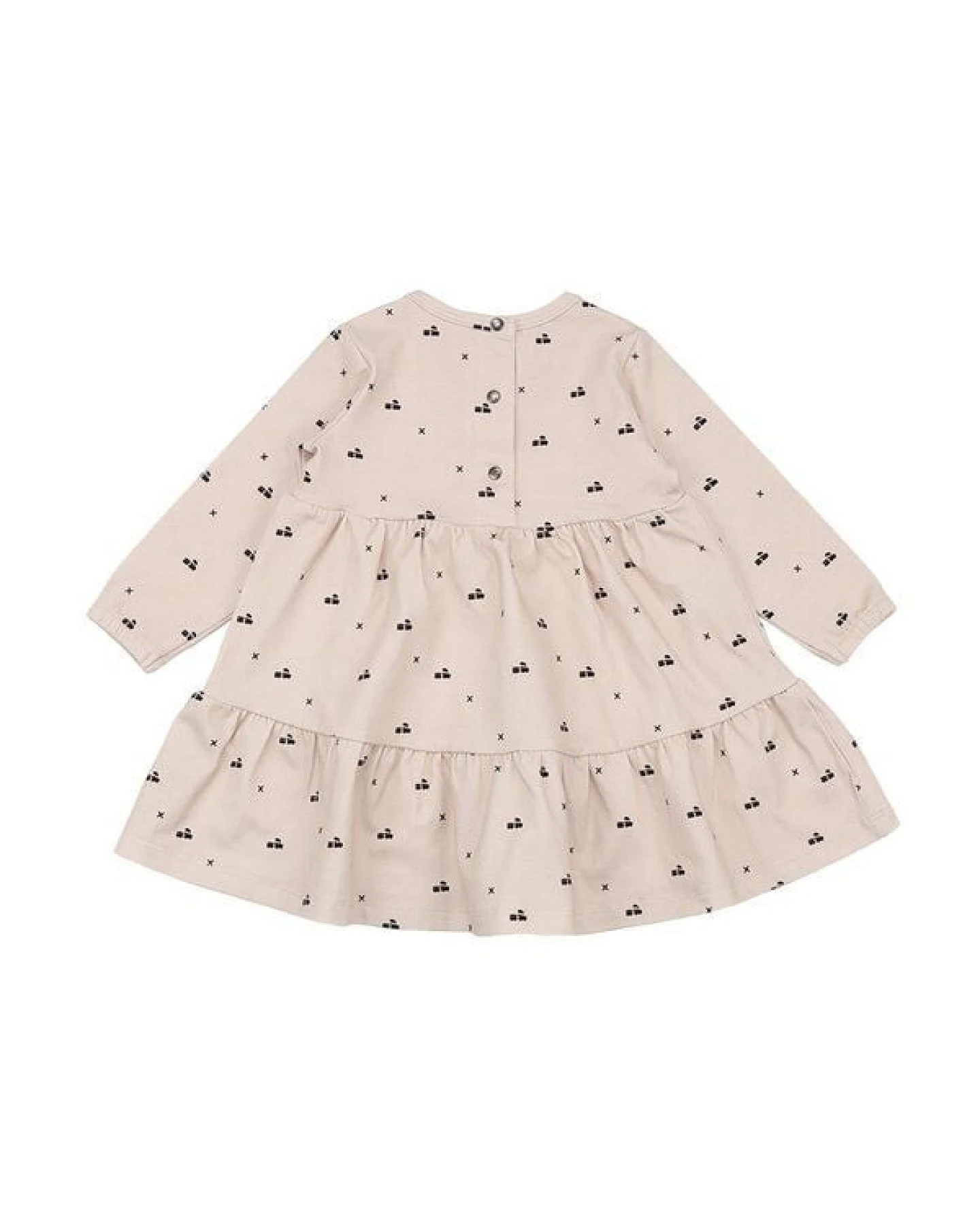 Walkiddy Bio-Baumwolle Kinderkleid - Tiny Trains - Frill Dress Natur - GOTS-zertifiziert – Ansicht 3