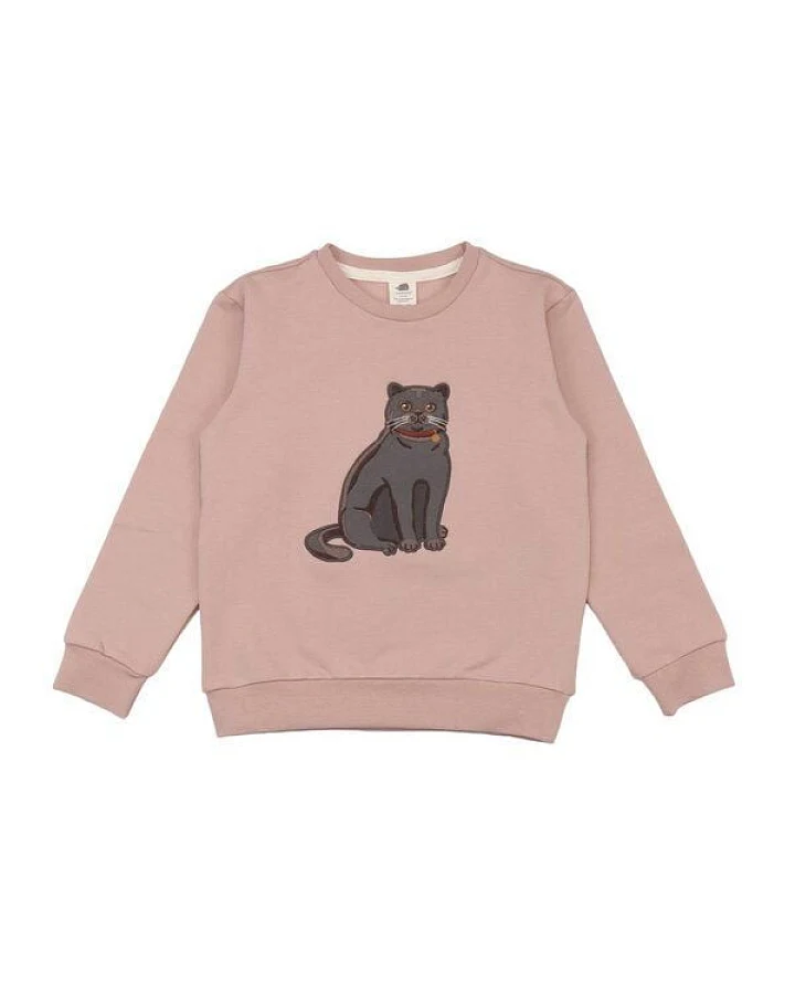 Kinder Sweatshirt GOTS zertifiziert, rosa, Katzen-Print „Various Cats“, Bio-Baumwolle, weich – Walkiddy