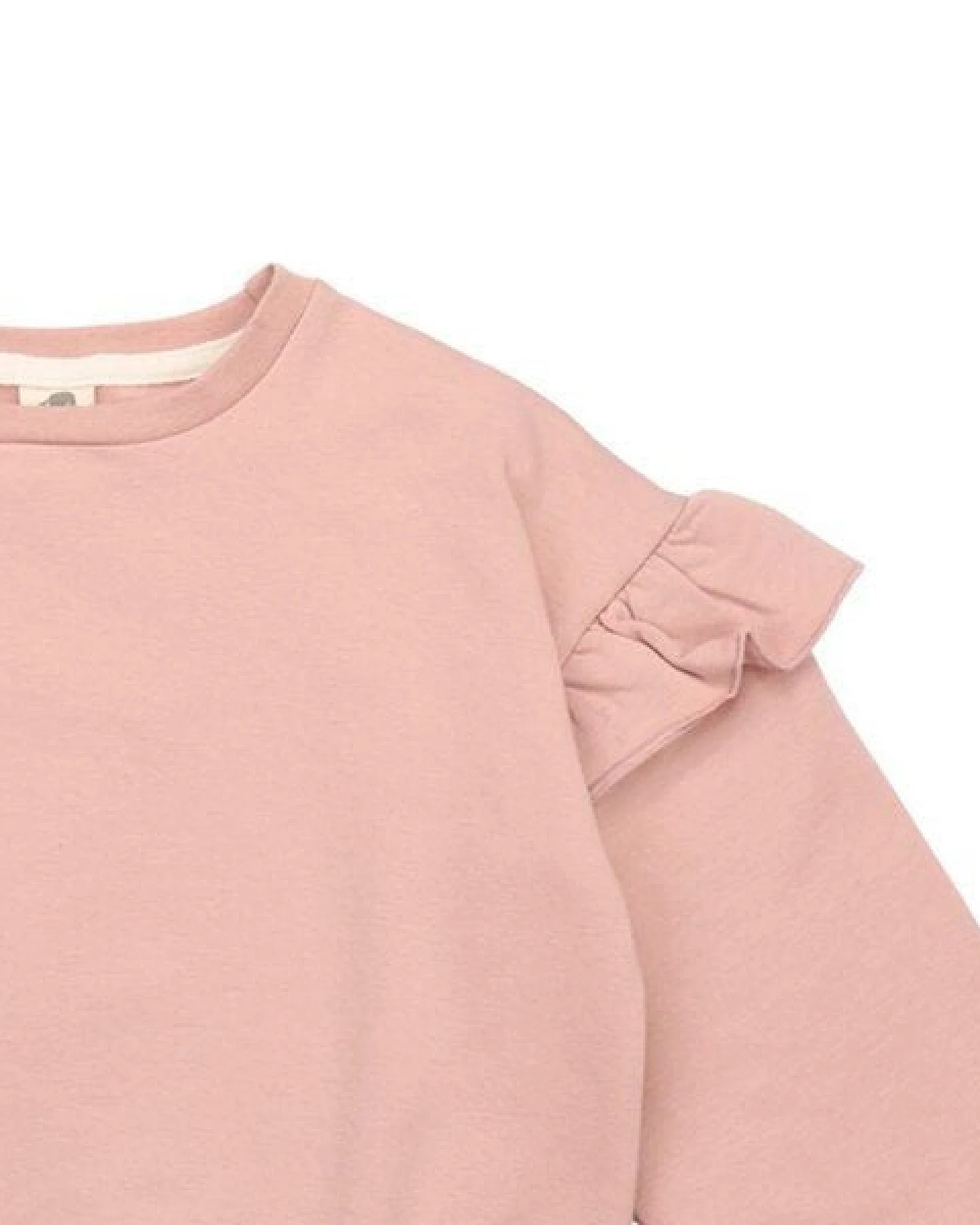 Kinder Sweatshirt GOTS-zertifiziert aus Bio-Baumwolle rosa mit Katzen-Motiv und Rüschen an den Schultern – Walkiddy – Ansicht 3