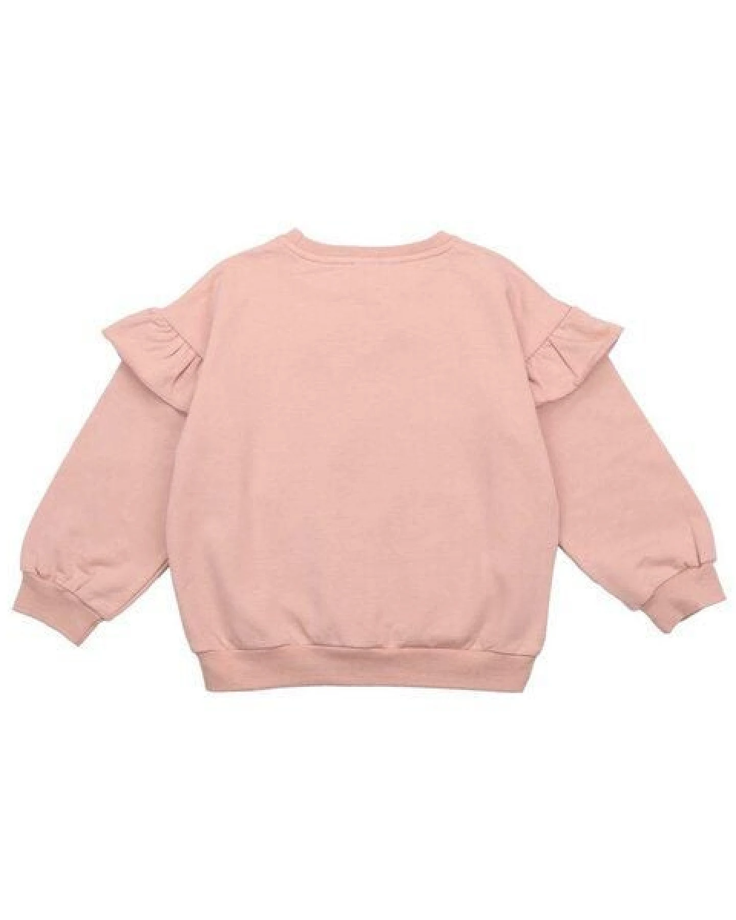 Kinder Sweatshirt GOTS-zertifiziert aus Bio-Baumwolle rosa mit Katzen-Motiv und Rüschen an den Schultern – Walkiddy – Ansicht 4