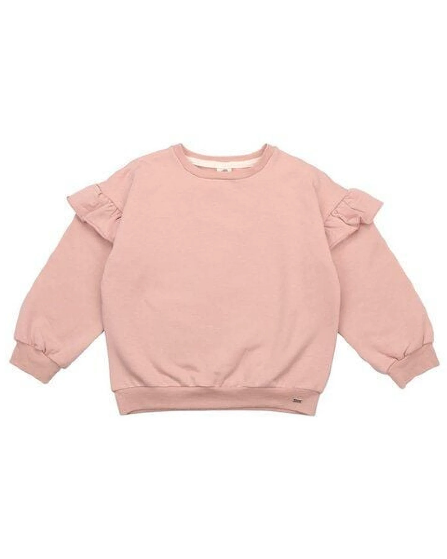 Kinder Sweatshirt GOTS-zertifiziert aus Bio-Baumwolle rosa mit Katzen-Motiv und Rüschen an den Schultern – Walkiddy – Ansicht 2
